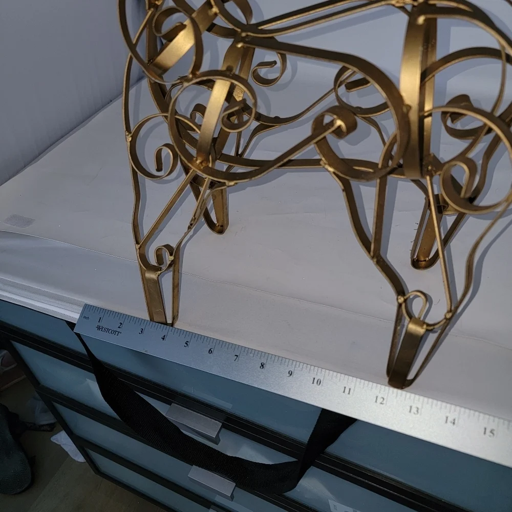 Large Metal Reindeer Gold Colored Christmas Bells on Antlers Estate